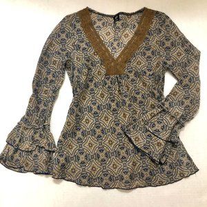 XOXO Semi Sheer Boho Tribal Blouse